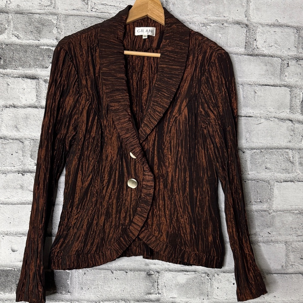 Gilani Women's Brown Crepe Lightweight Formal Blazer